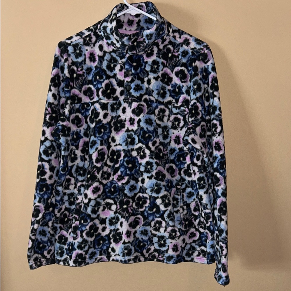 Vera Bradley Floral Fleece Jacket - Blue and Purple Women’s Size M